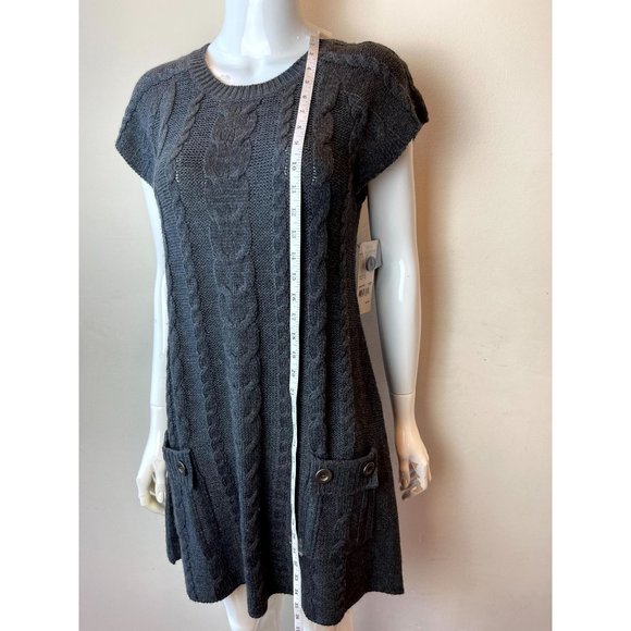 NWT Notations Womens Tunic Sweater Dress Cap Sleeve Round Neck Gray Size Medium - Picture 4 of 11